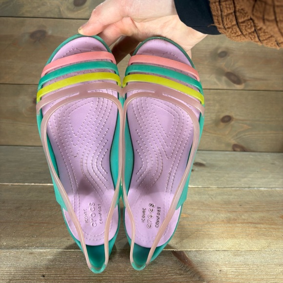 crocs isabella huarache womens size 6 shoes multicolor slip on work flats - Picture 8 of 10